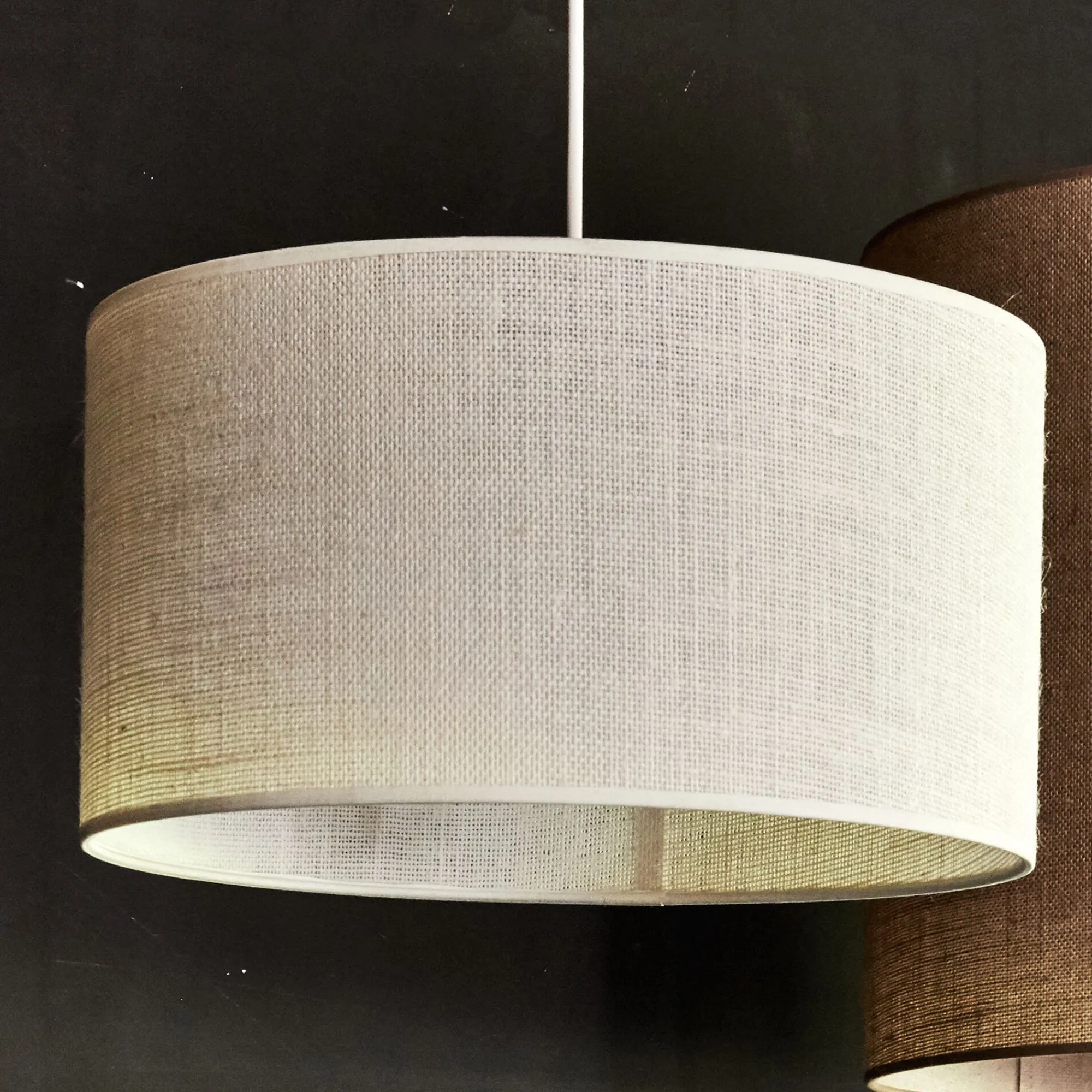 alinea Abat-Jour Suspension|Abat-Jour Naturel*Abat-jour cylindrique en jute D35cm - Blanc