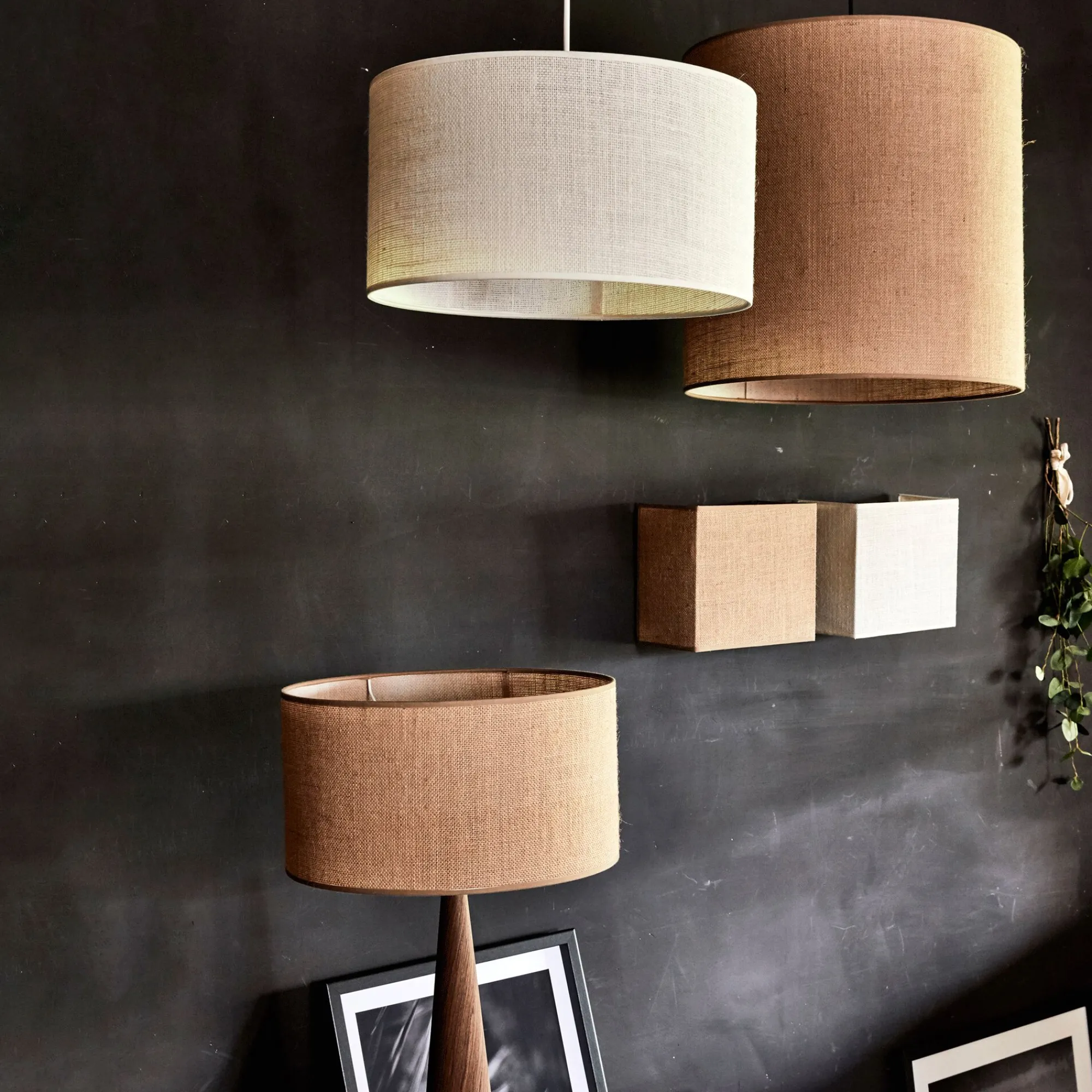 alinea Abat-Jour Suspension|Abat-Jour Naturel*Abat-jour cylindrique en jute D35cm - Blanc