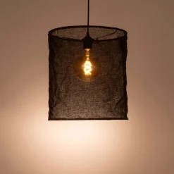 alinea Suspension Naturelle|Suspension Non-Électrifiée*Abat-jour cylindrique en lin D35cm - Noir