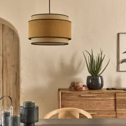alinea Abat-Jour Suspension|Suspension Non-Électrifiée*Abat-jour cylindrique en tissu D38cm - miel Jaune