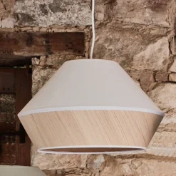 alinea Abat-Jour Suspension|Abat-Jour Naturel*Abat-jour en chêne et tissu D40cm - Blanc