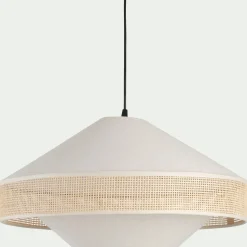 alinea Abat-Jour Suspension|Abat-Jour Naturel*Abat-jour en lin et cannage D50cm - Blanc