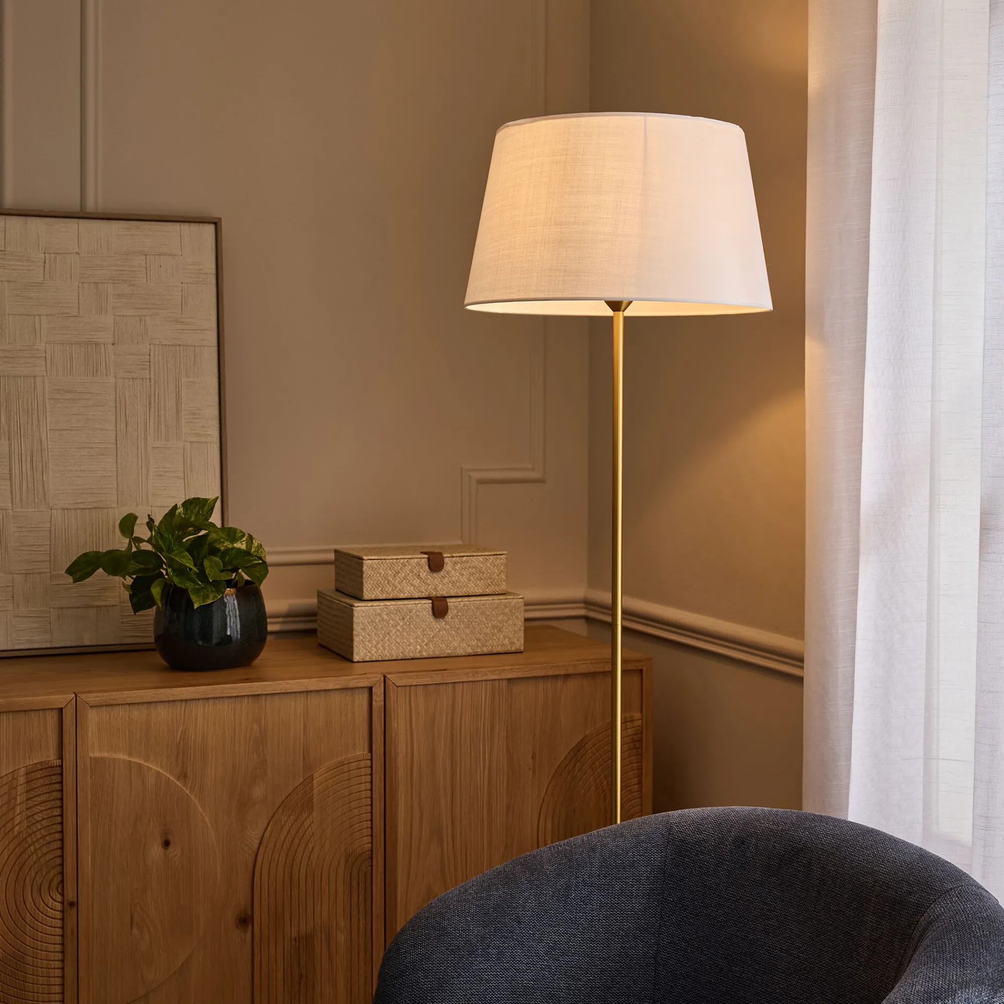alinea Abat-Jour Lampe*Abat-jour tambour en coton D45cm - capelan Blanc