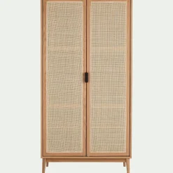 alinea Armoire*Armoire 2 portes battantes en bois et cannage H180cm - Bois clair