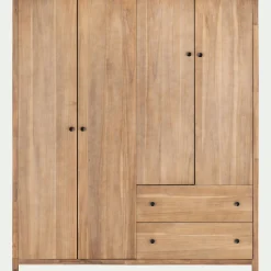alinea Armoire*Armoire 4 portes et 2 tiroirs en acacia massif l190xh220cm - Bois clair