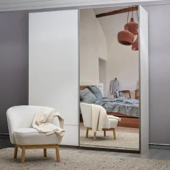 alinea Dressing|Armoire*Armoire dressing avec 2 portes coulissantes en bois effet chêne H235cm - Blanc