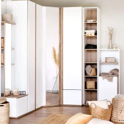 alinea Dressing*Armoire dressing d'angle avec 1 porte en bois effet chêne - H235xL96cm Blanc