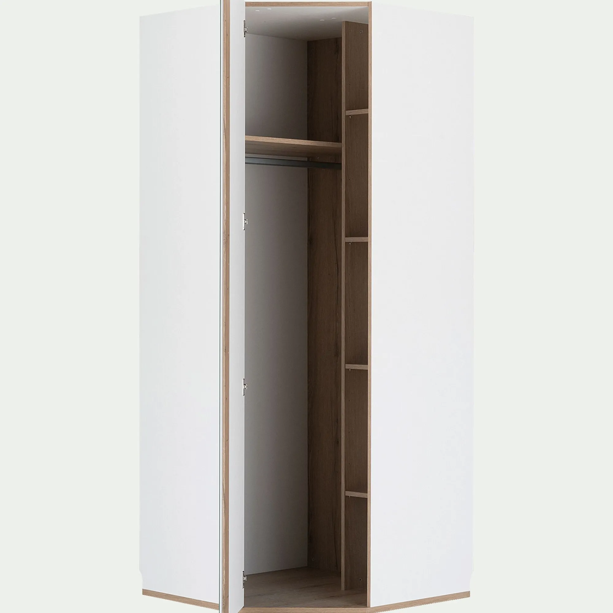 alinea Dressing*Armoire dressing d'angle avec 1 porte en bois effet chêne - H235xL96cm Blanc