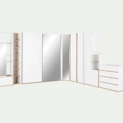 alinea Dressing*Armoire dressing d'angle avec 1 porte en bois effet chêne - H235xL96cm Blanc