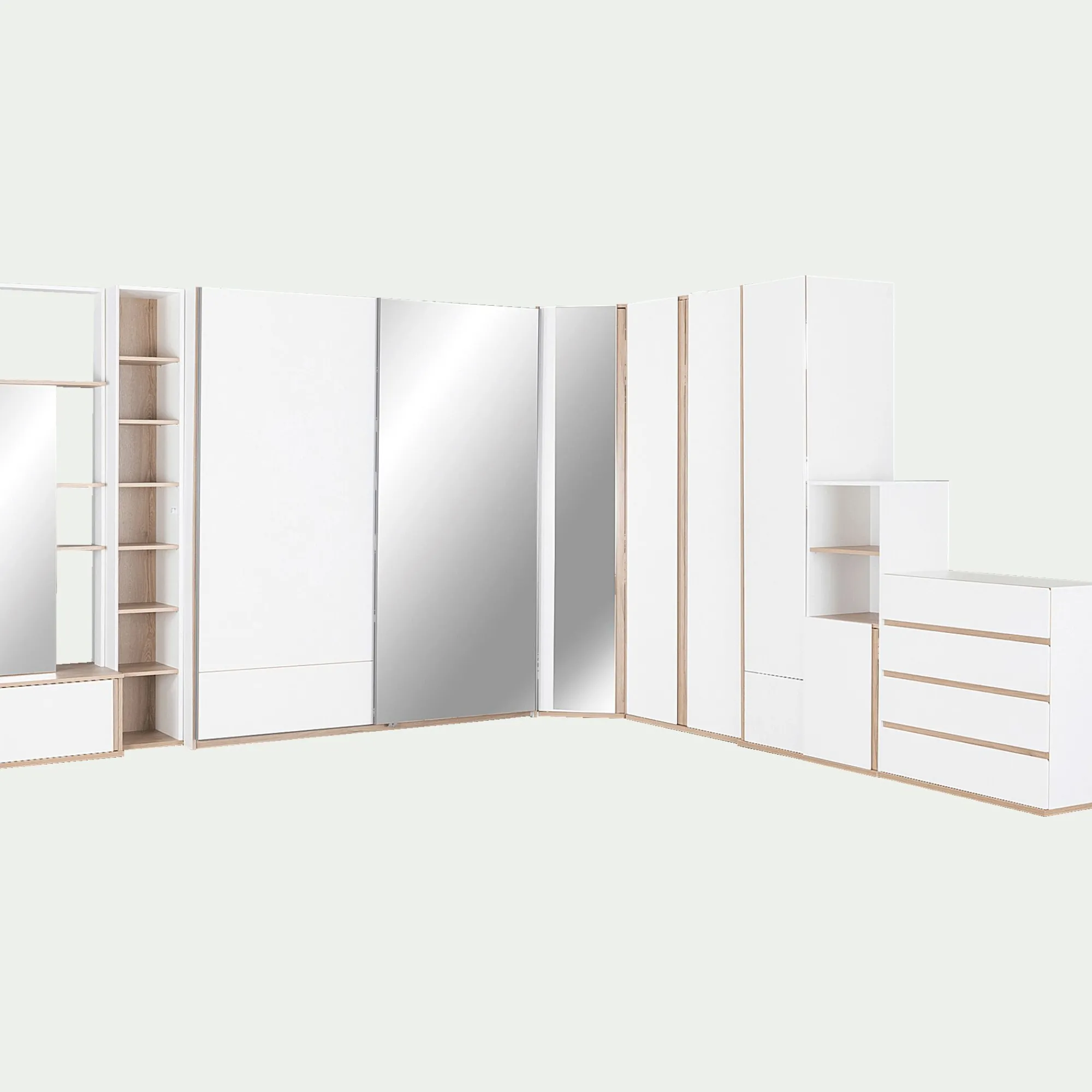 alinea Dressing*Armoire dressing d'angle avec 1 porte en bois effet chêne - H235xL96cm Blanc