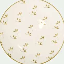 alinea Assiette*Assiette à dessert à motif floral vert en faïence D22cm - Blanc