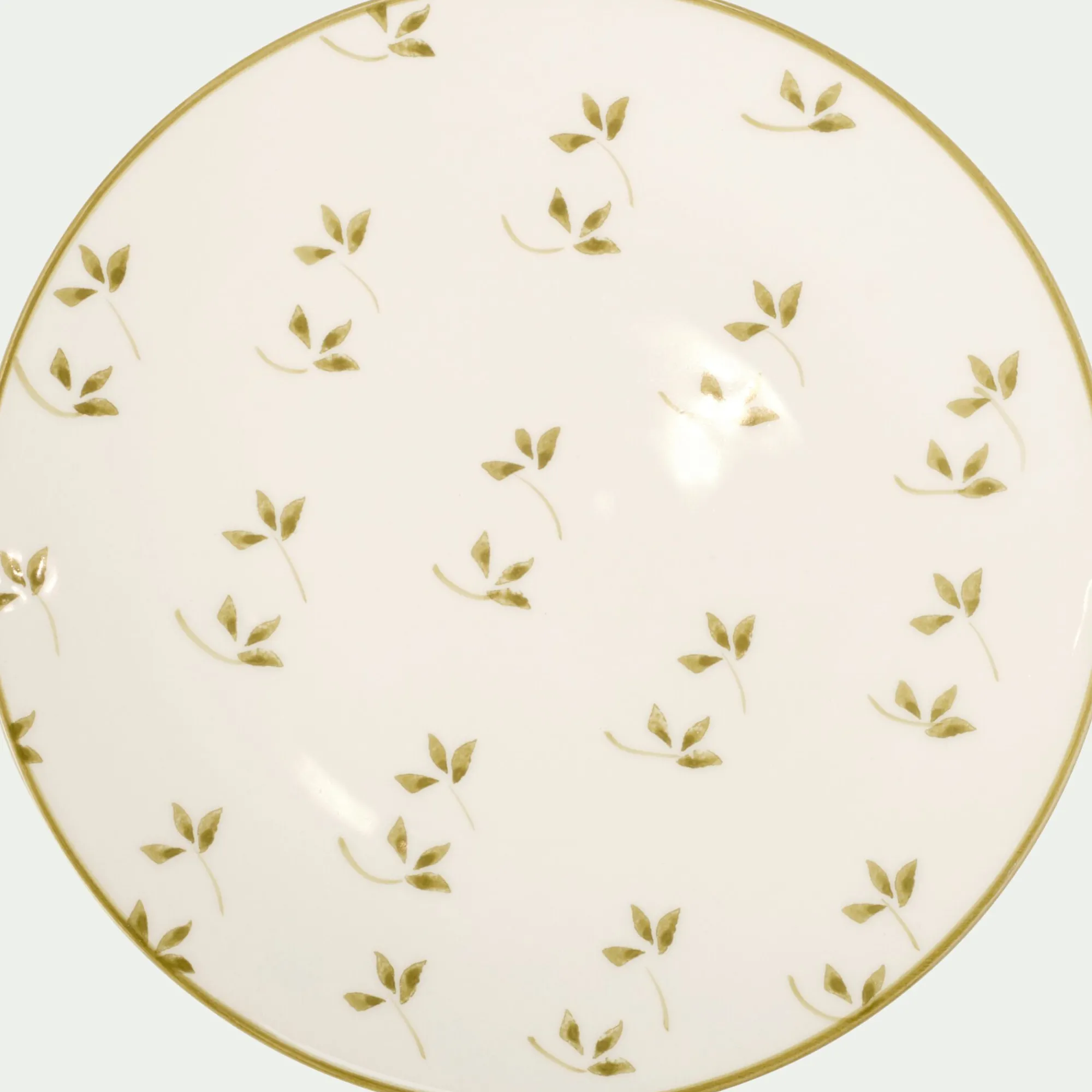 alinea Assiette*Assiette à dessert à motif floral vert en faïence D22cm - Blanc