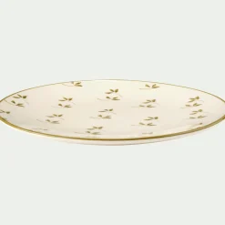 alinea Assiette*Assiette à dessert à motif floral vert en faïence D22cm - Blanc