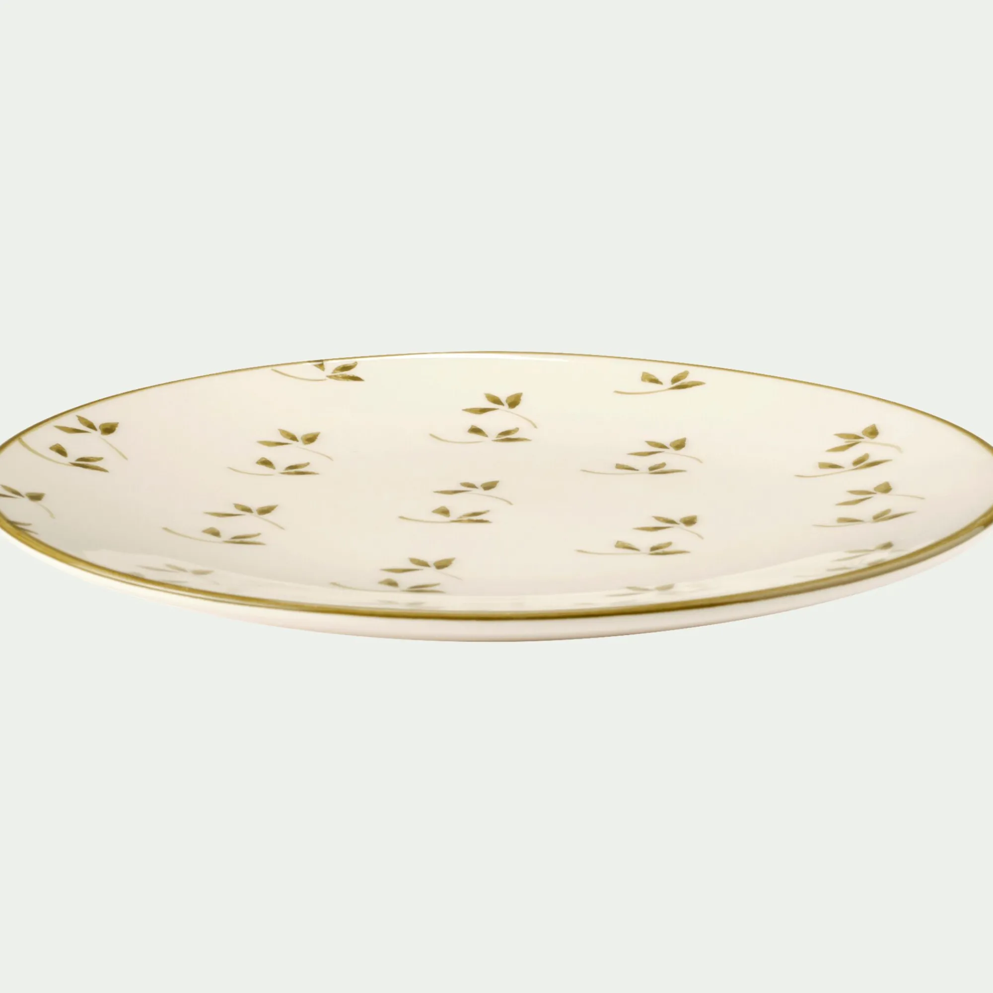 alinea Assiette*Assiette à dessert à motif floral vert en faïence D22cm - Blanc