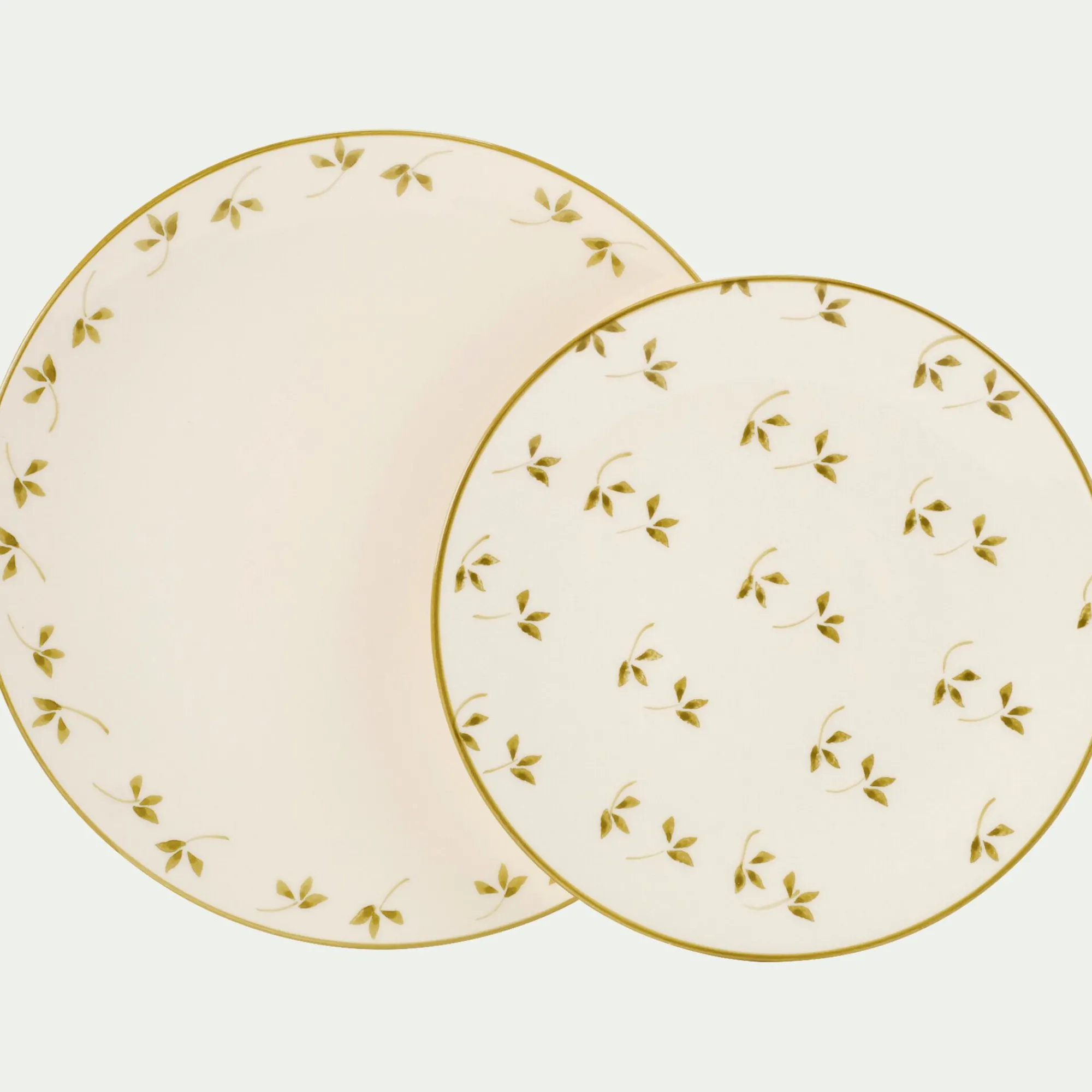 alinea Assiette*Assiette à dessert à motif floral vert en faïence D22cm - Blanc