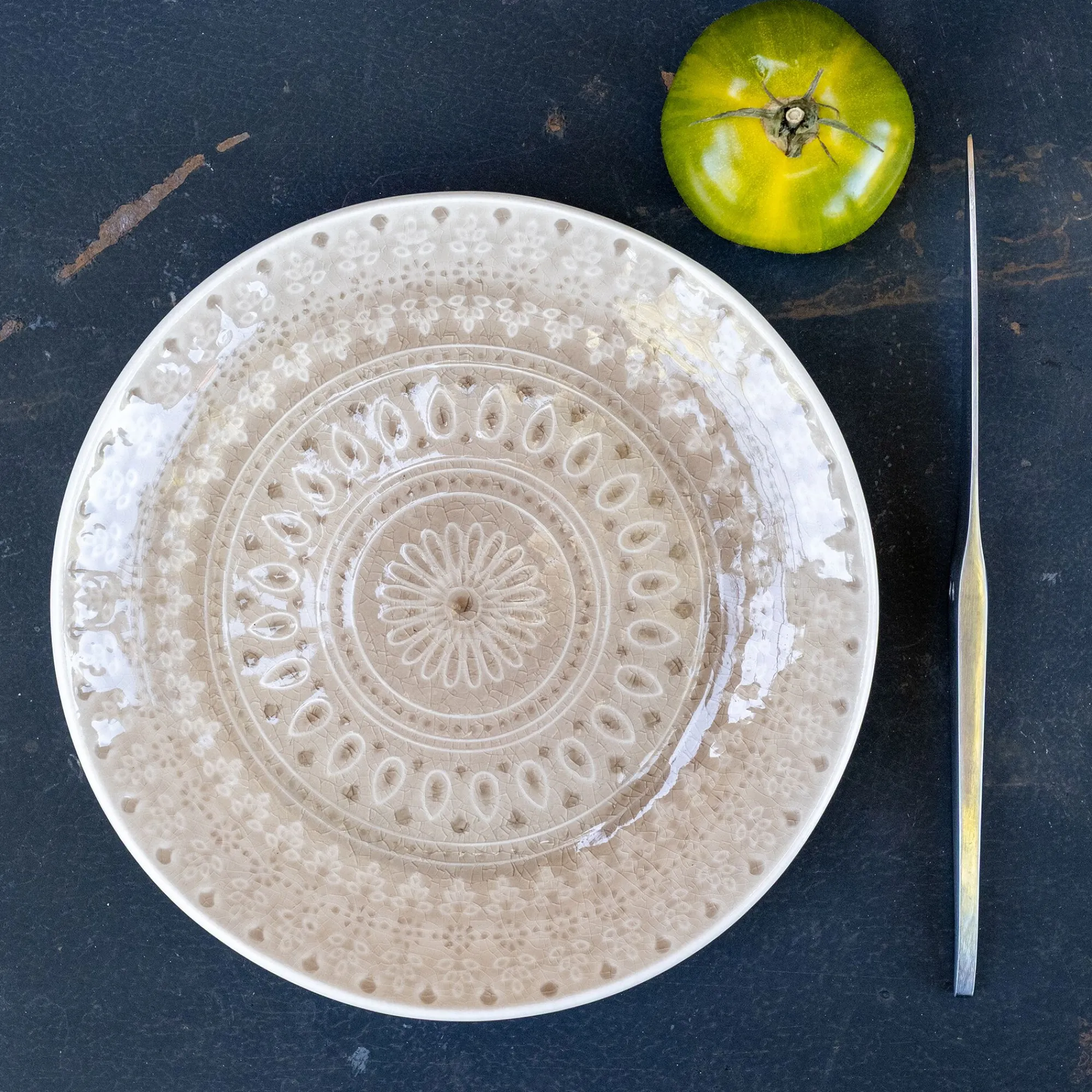 alinea Assiette*Assiette à dessert à motifs en grès D20,7cm - alpilles Beige