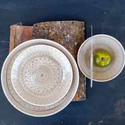 alinea Assiette*Assiette à dessert à motifs en grès D20,7cm - alpilles Beige