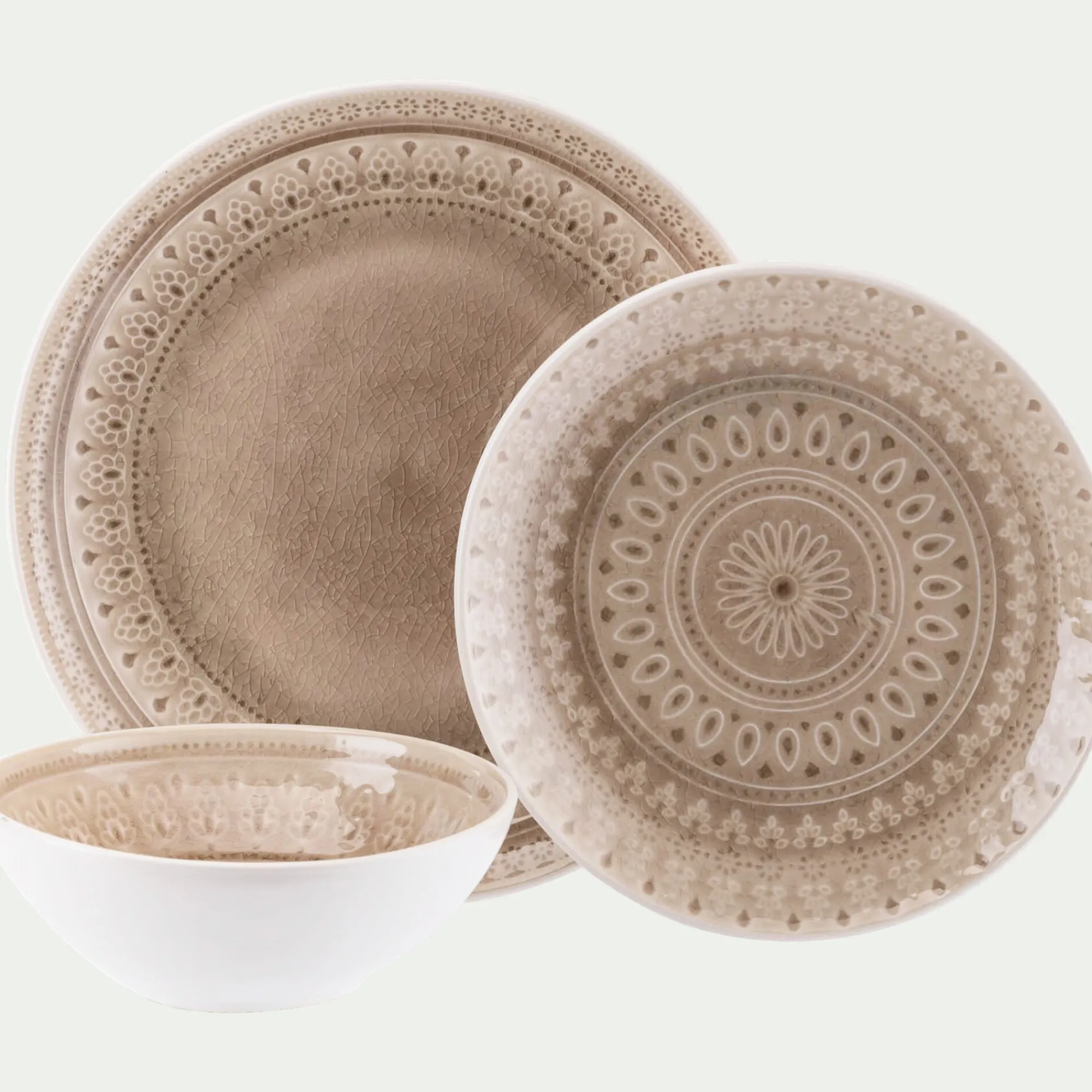 alinea Assiette*Assiette à dessert à motifs en grès D20,7cm - alpilles Beige