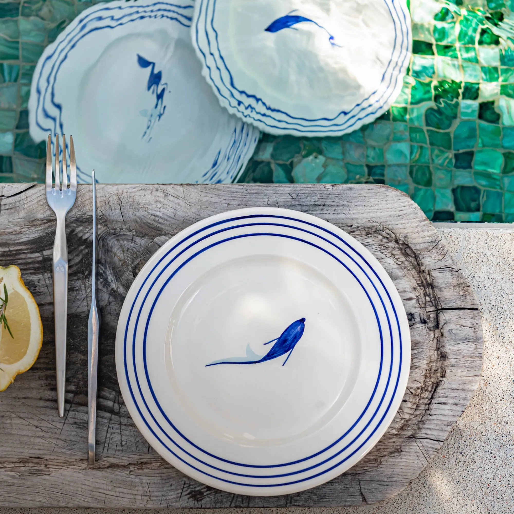 alinea Assiette*Assiette à dessert en faïence avec motif D22cm - Blanc