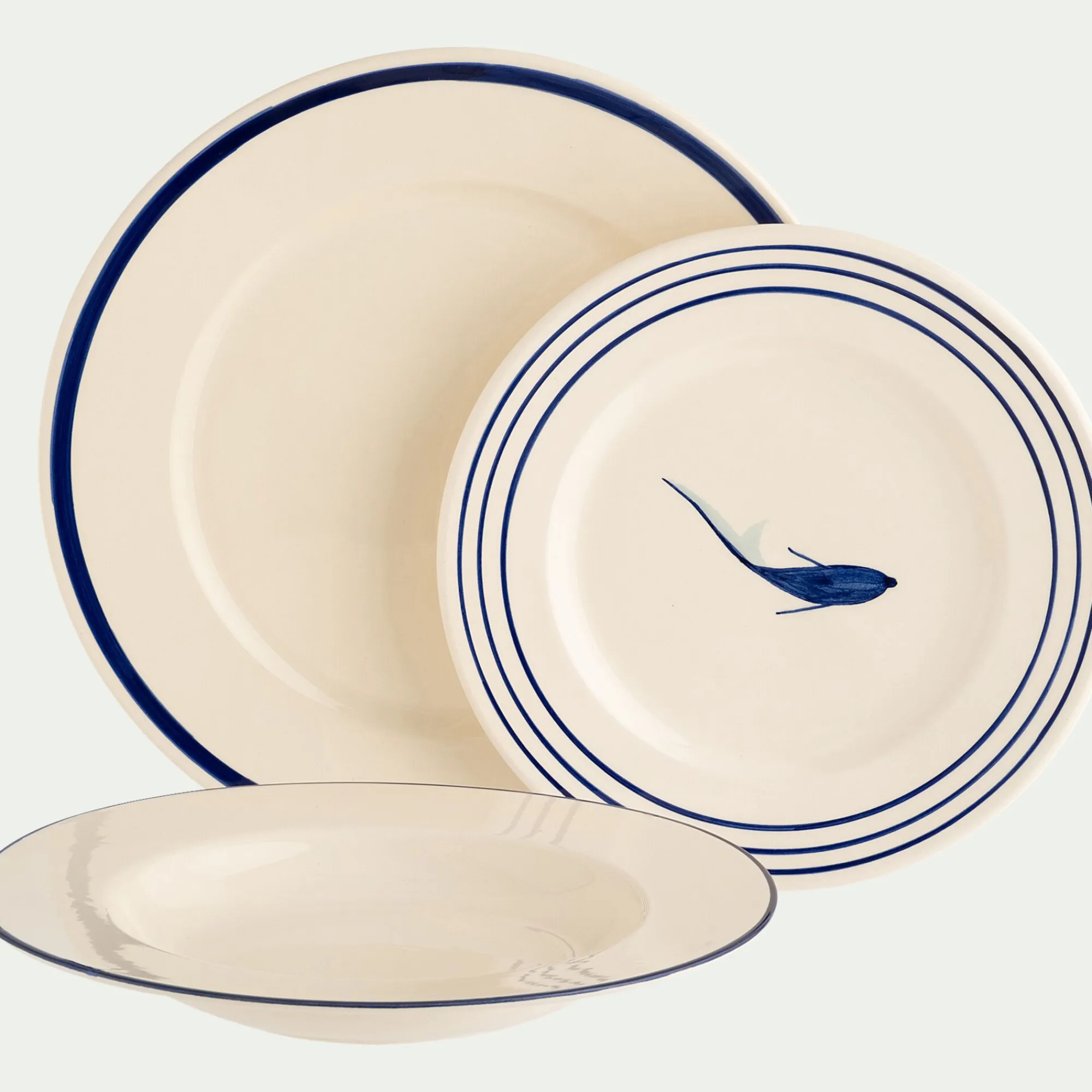 alinea Assiette*Assiette à dessert en faïence avec motif D22cm - Blanc