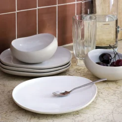 alinea Assiette|Assiette De Noël*Assiette à dessert en grès D21cm - Blanc ventoux