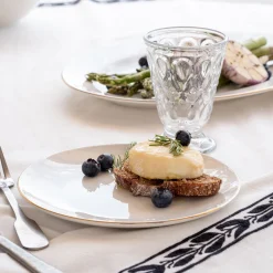 alinea Assiette|Assiette De Noël*Assiette à dessert en porcelaine avec liseré doré D19cm - Blanc