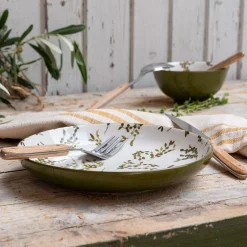 alinea Assiette*Assiette à dessert motif végétal en porcelaine D20cm - Vert