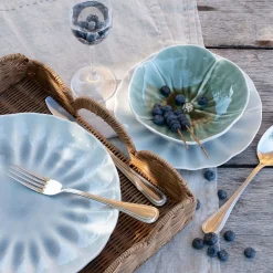 alinea Assiette*Assiette à dessert ondulée en grès D21cm - Bleu