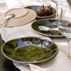 alinea Assiette*Assiette à dessert organique en grès D21cm - cèdre Vert