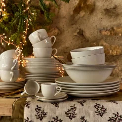 alinea Assiette|Assiette De Noël*Assiette creuse en porcelaine avec liseré doré D20cm - Blanc
