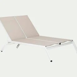 alinea Transat Et Chaise Longue*Bain de soleil double en aluminium et textilène - Gris