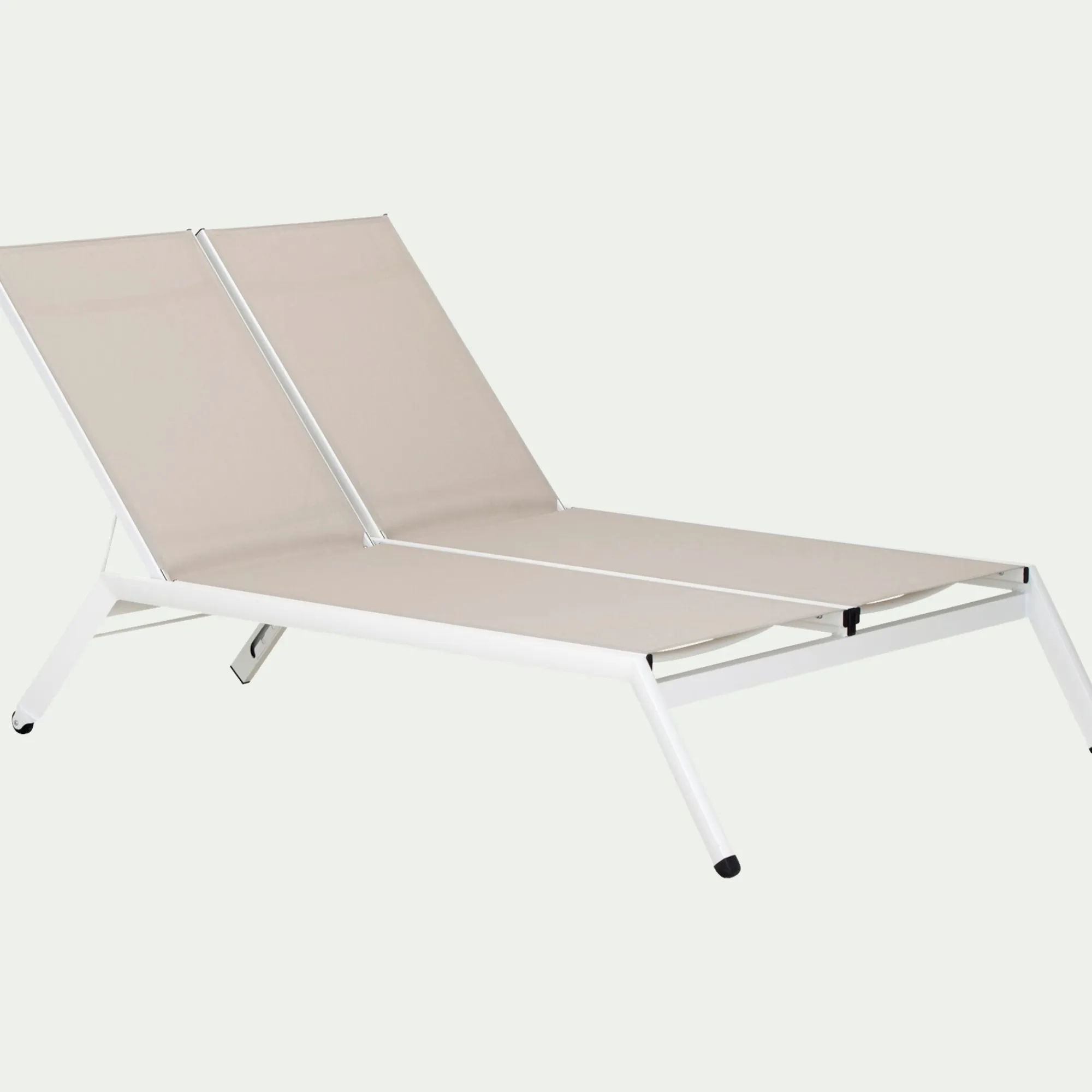 alinea Transat Et Chaise Longue*Bain de soleil double en aluminium et textilène - Gris