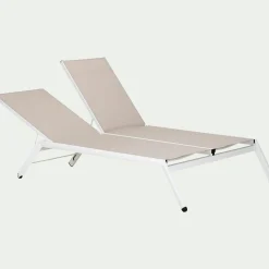alinea Transat Et Chaise Longue*Bain de soleil double en aluminium et textilène - Gris