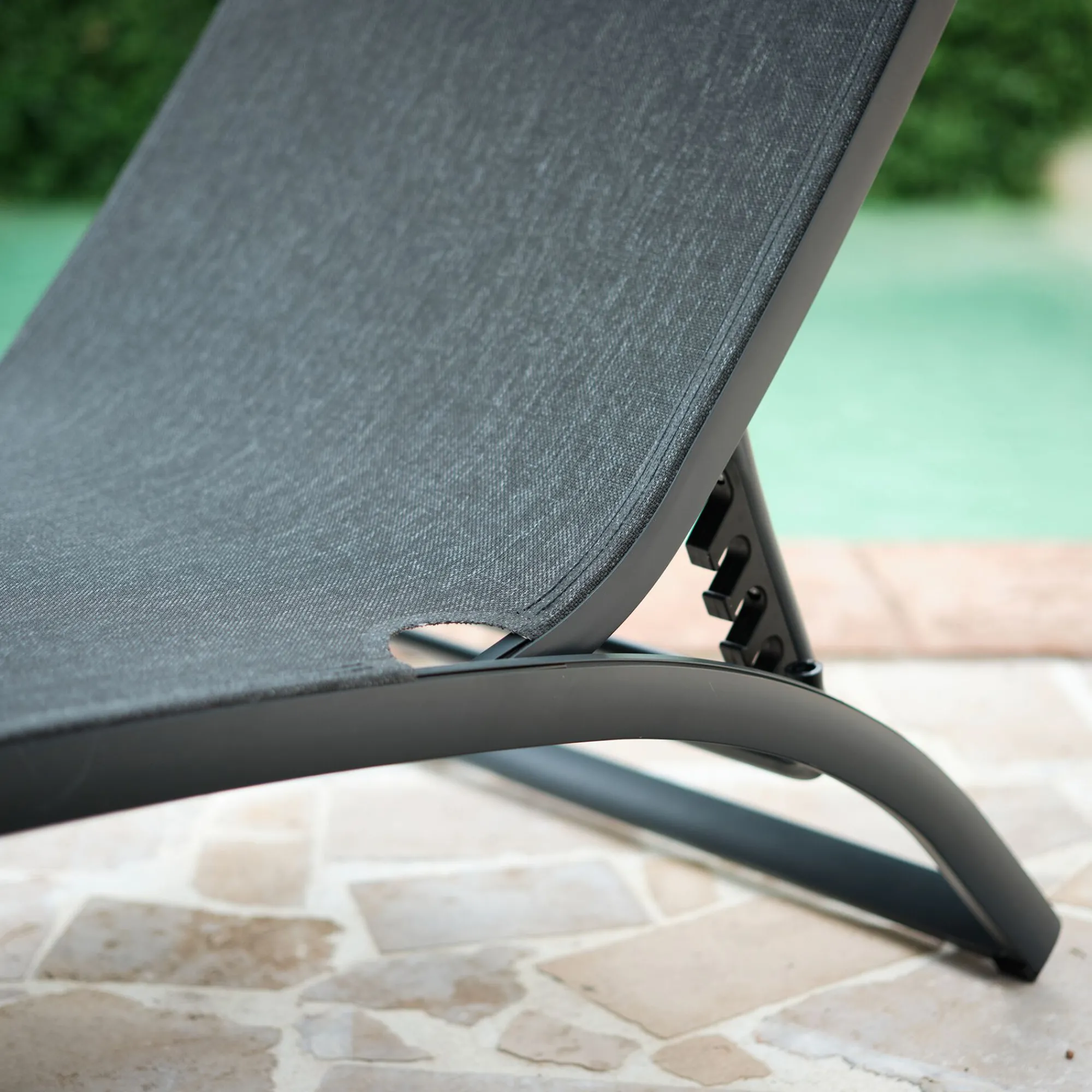 alinea Transat Et Chaise Longue*Bain de soleil en aluminium et textilène - noir