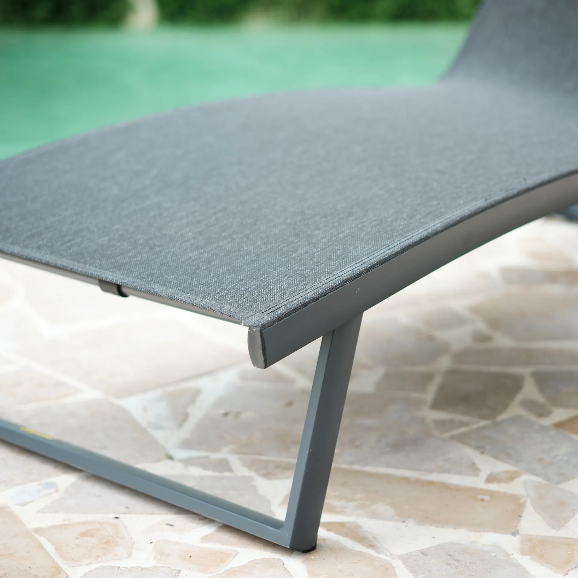 alinea Transat Et Chaise Longue*Bain de soleil en aluminium et textilène - noir