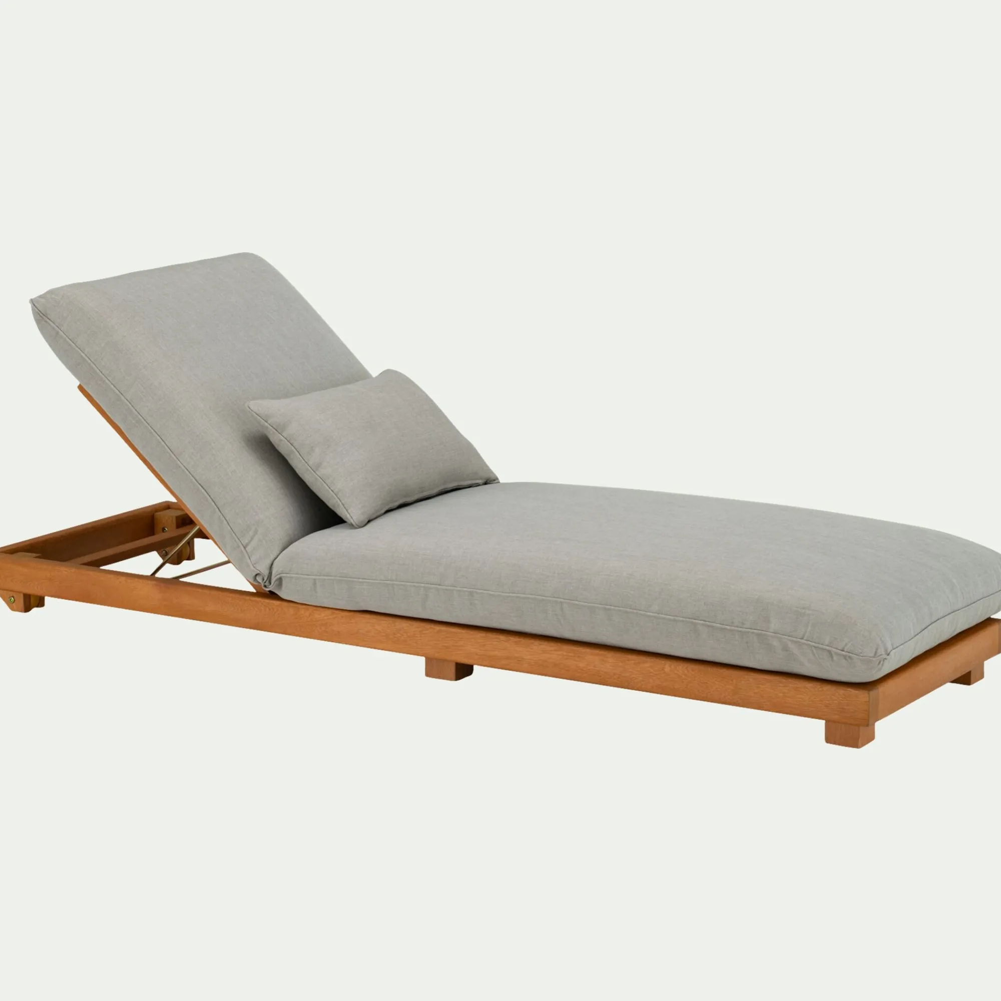 alinea Transat Et Chaise Longue*Bain de soleil en eucalyptus avec matelas - Gris