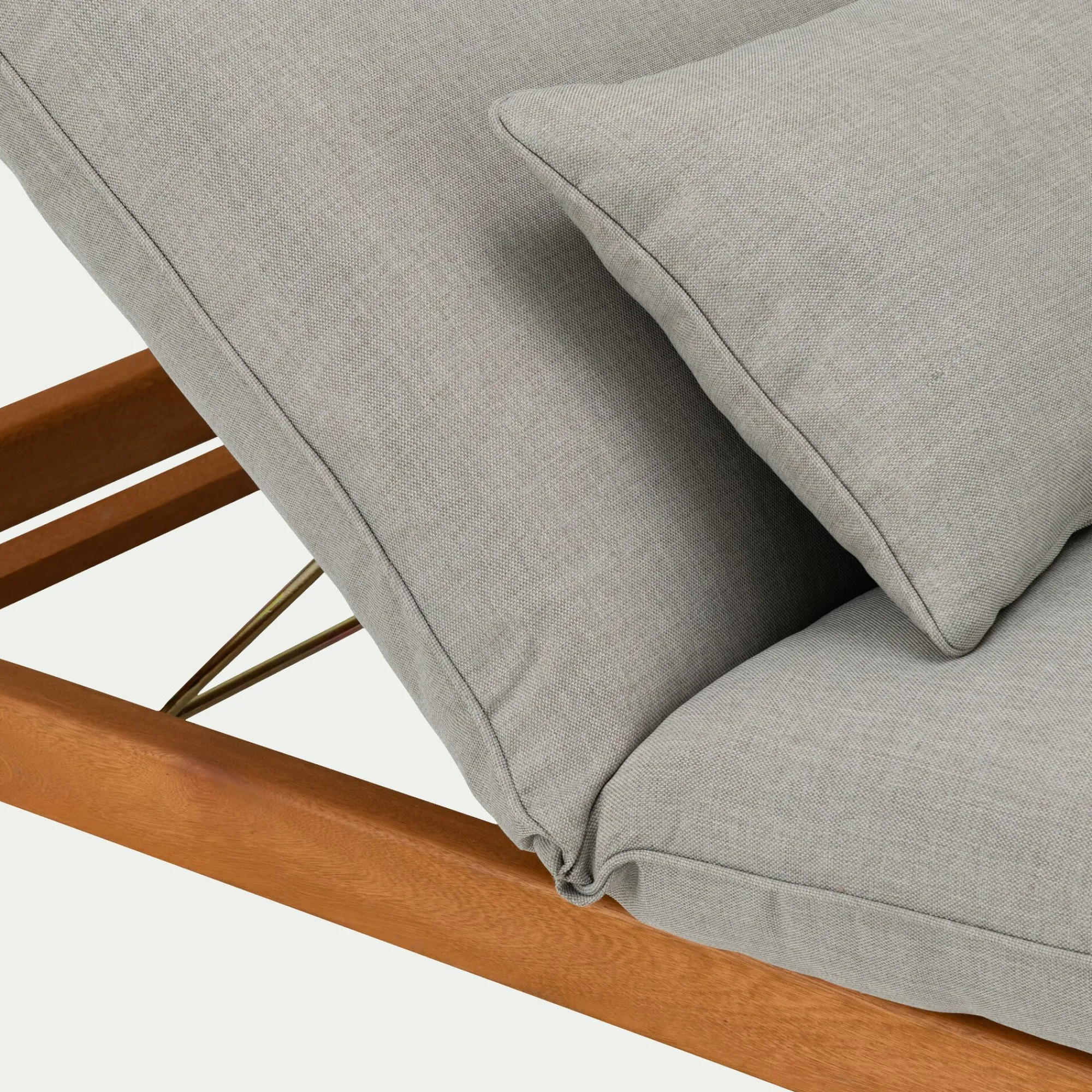 alinea Transat Et Chaise Longue*Bain de soleil en eucalyptus avec matelas - Gris