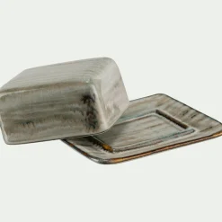 alinea Vaisselle Petit Déjeuner*Beurrier en grès réactif 9,5x12,5cm - Gris