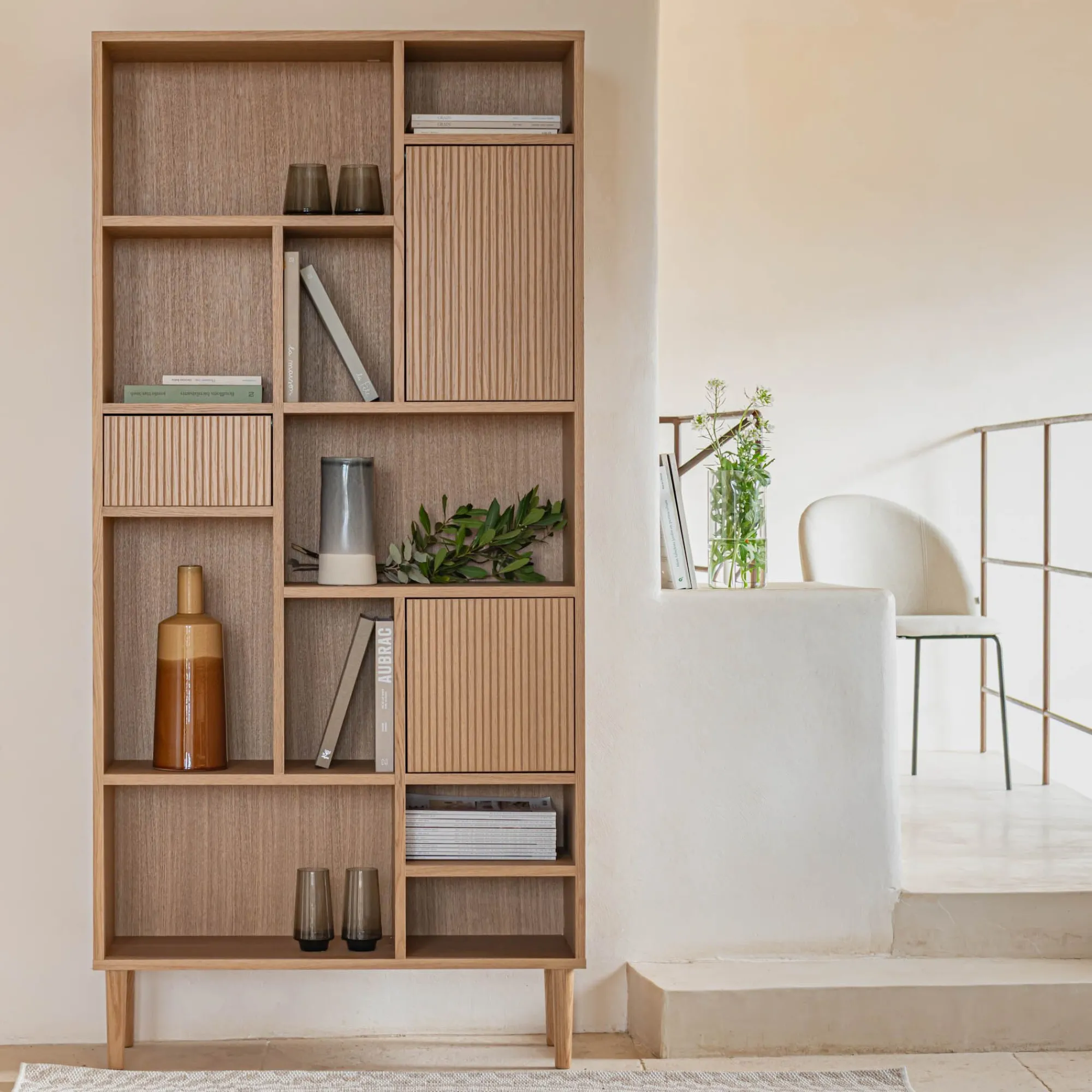alinea Bibliothèque Et Étagère*Bibliothèque déstructurée en bois L90xH190cm - Bois clair