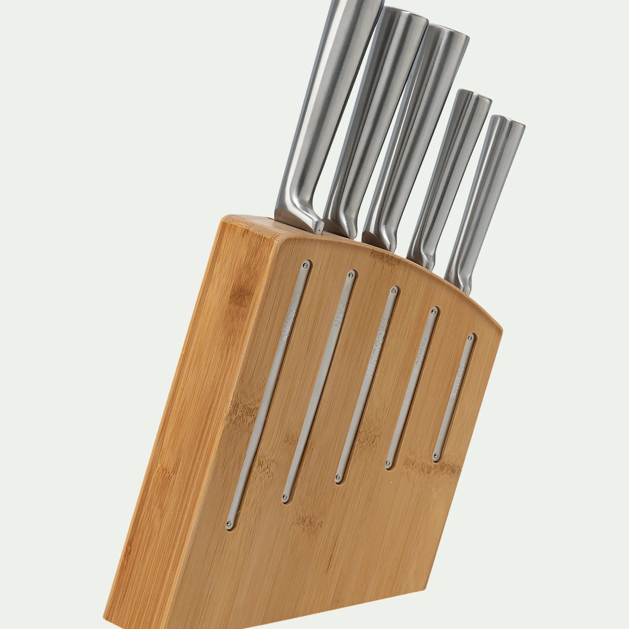 alinea Couteau De Cuisine*Bloc de 5 couteaux en bambou et inox - Naturel
