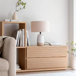 alinea Rangement À Composer*Bloc de 2 grands tiroirs en chêne strié L82cm - Bois clair