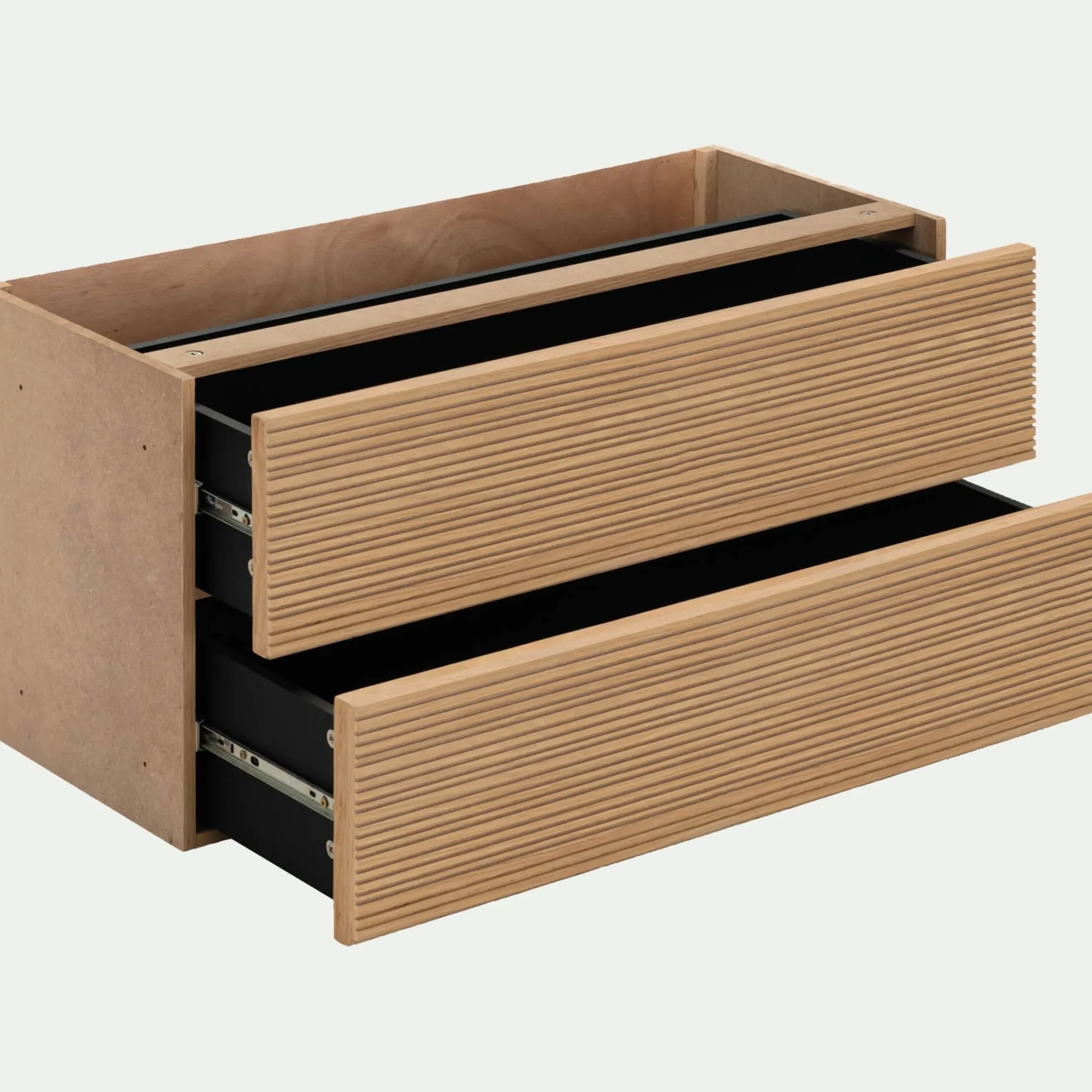 alinea Rangement À Composer*Bloc de 2 grands tiroirs en chêne strié L82cm - Bois clair