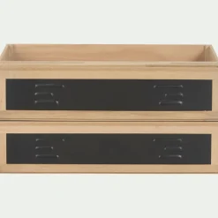 alinea Rangement À Composer*Bloc de 2 grands tiroirs en placage chêne et acier L82cm - Noir