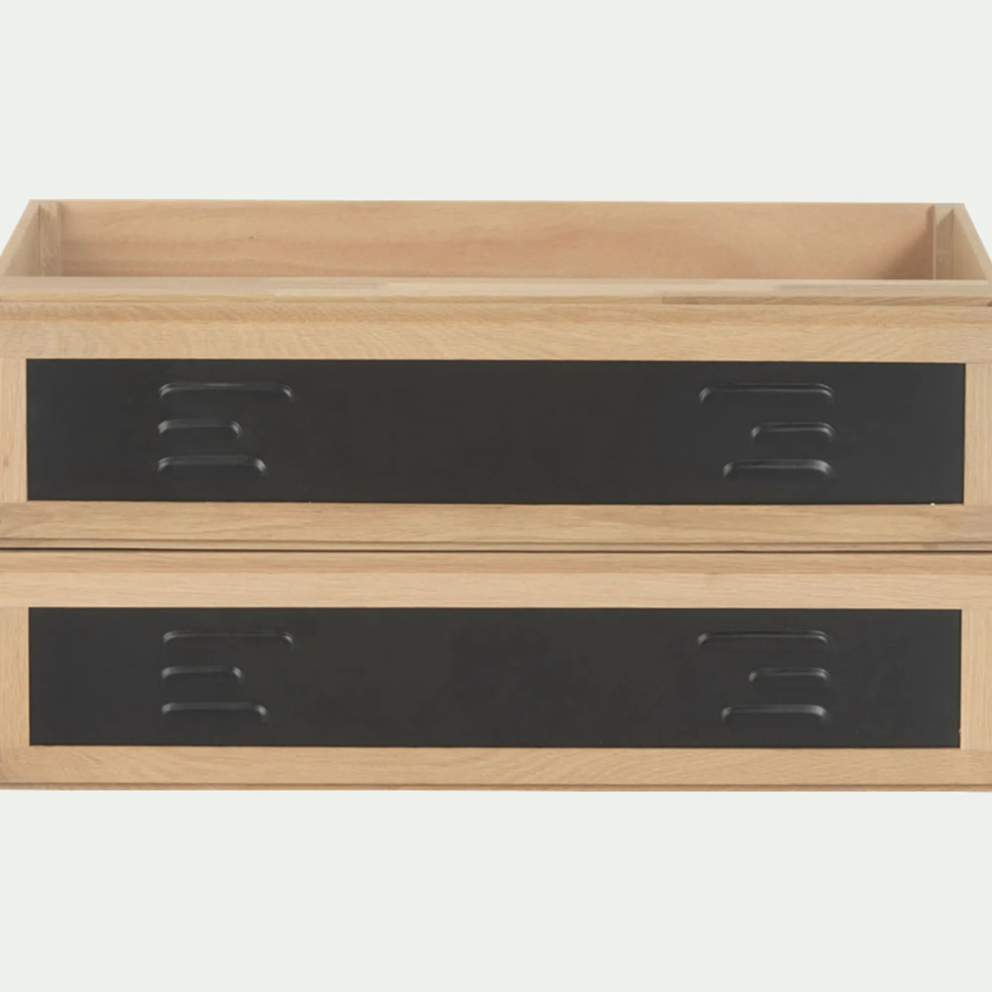 alinea Rangement À Composer*Bloc de 2 grands tiroirs en placage chêne et acier L82cm - Noir