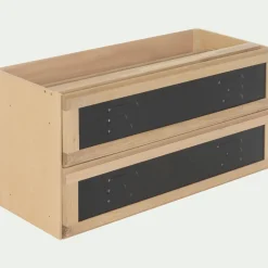 alinea Rangement À Composer*Bloc de 2 grands tiroirs en placage chêne et acier L82cm - Noir