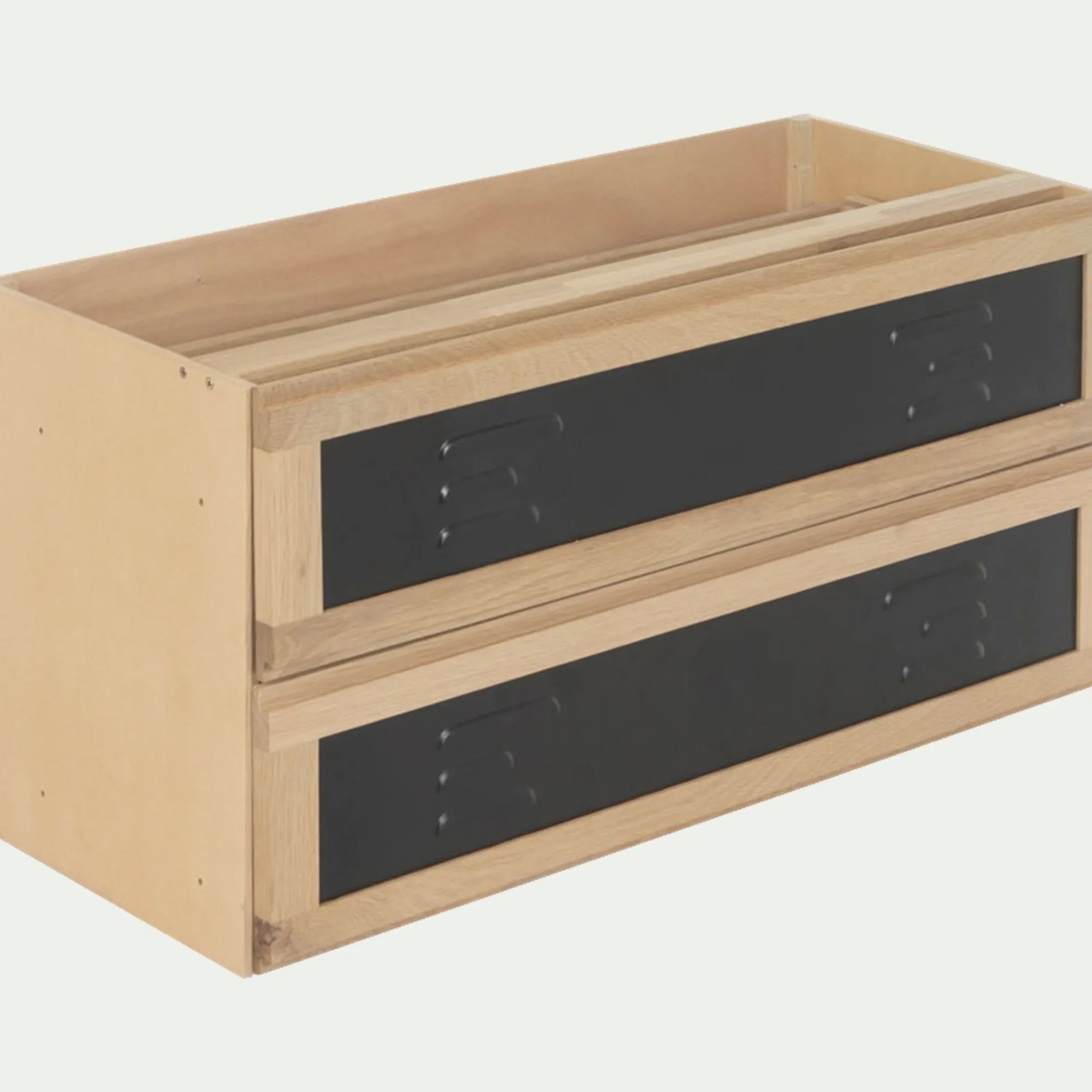 alinea Rangement À Composer*Bloc de 2 grands tiroirs en placage chêne et acier L82cm - Noir