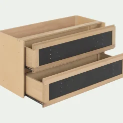 alinea Rangement À Composer*Bloc de 2 grands tiroirs en placage chêne et acier L82cm - Noir
