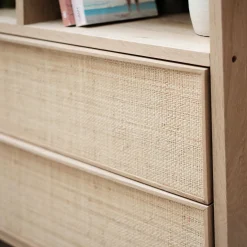 alinea Rangement À Composer*Bloc de 2 grands tiroirs en chêne et raphia L82cm - Bois clair