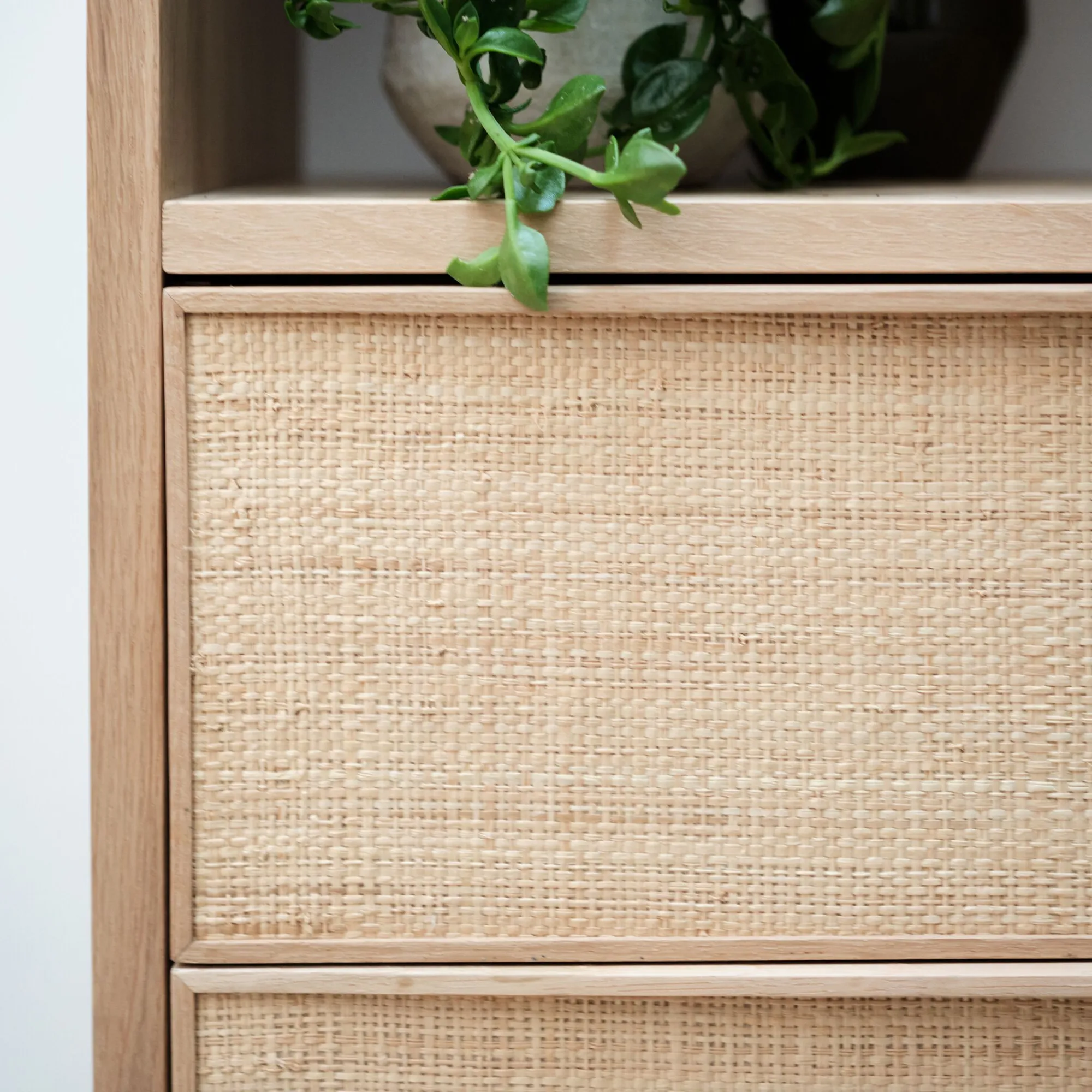 alinea Rangement À Composer*Bloc de 2 grands tiroirs en chêne et raphia L82cm - Bois clair