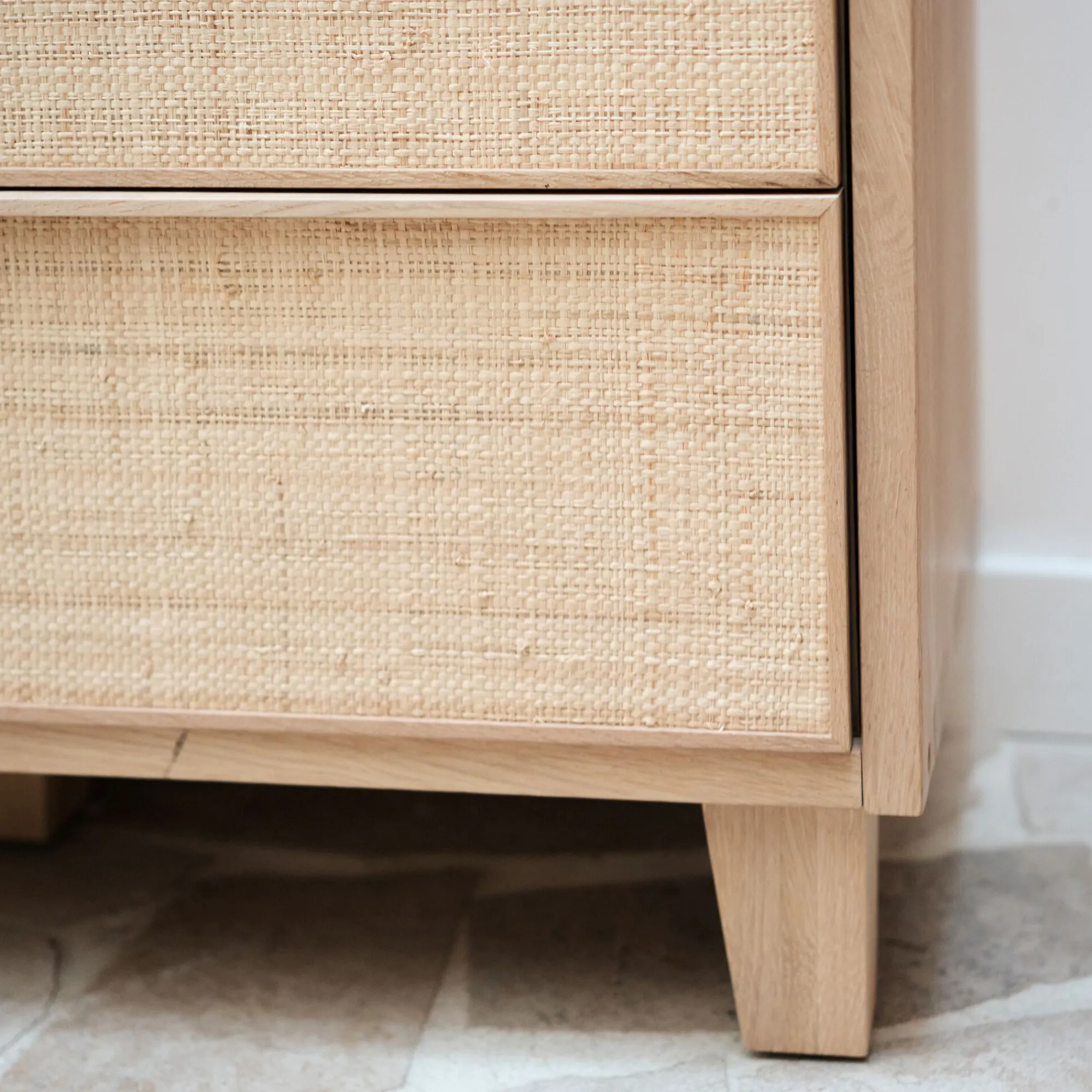alinea Rangement À Composer*Bloc de 2 grands tiroirs en chêne et raphia L82cm - Bois clair